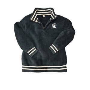 MSU Sherpa Jacket Women's Medium Green ZooZat 1/4 Zip Michigan State
